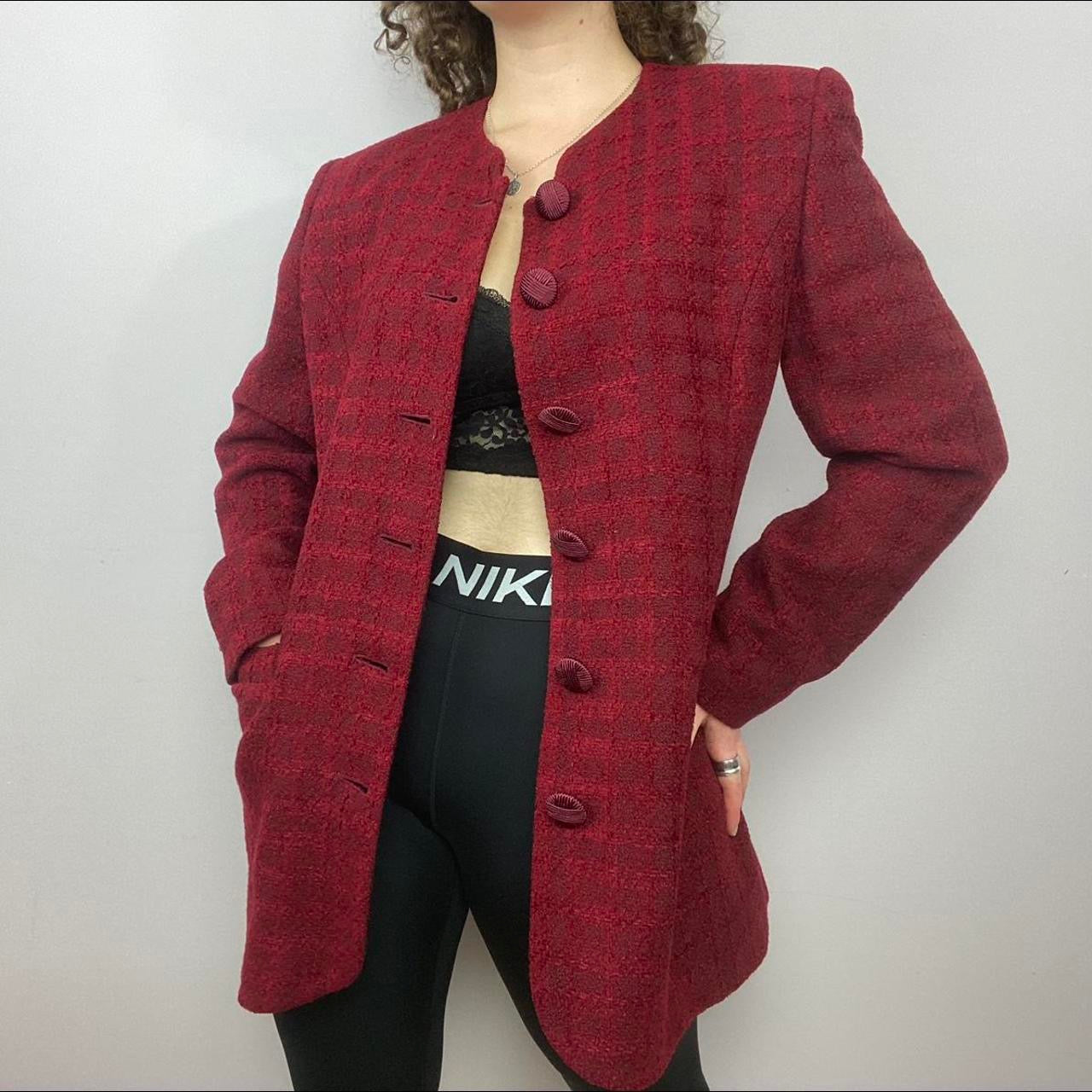 1990s Vintage Textured Burgundy Blazer