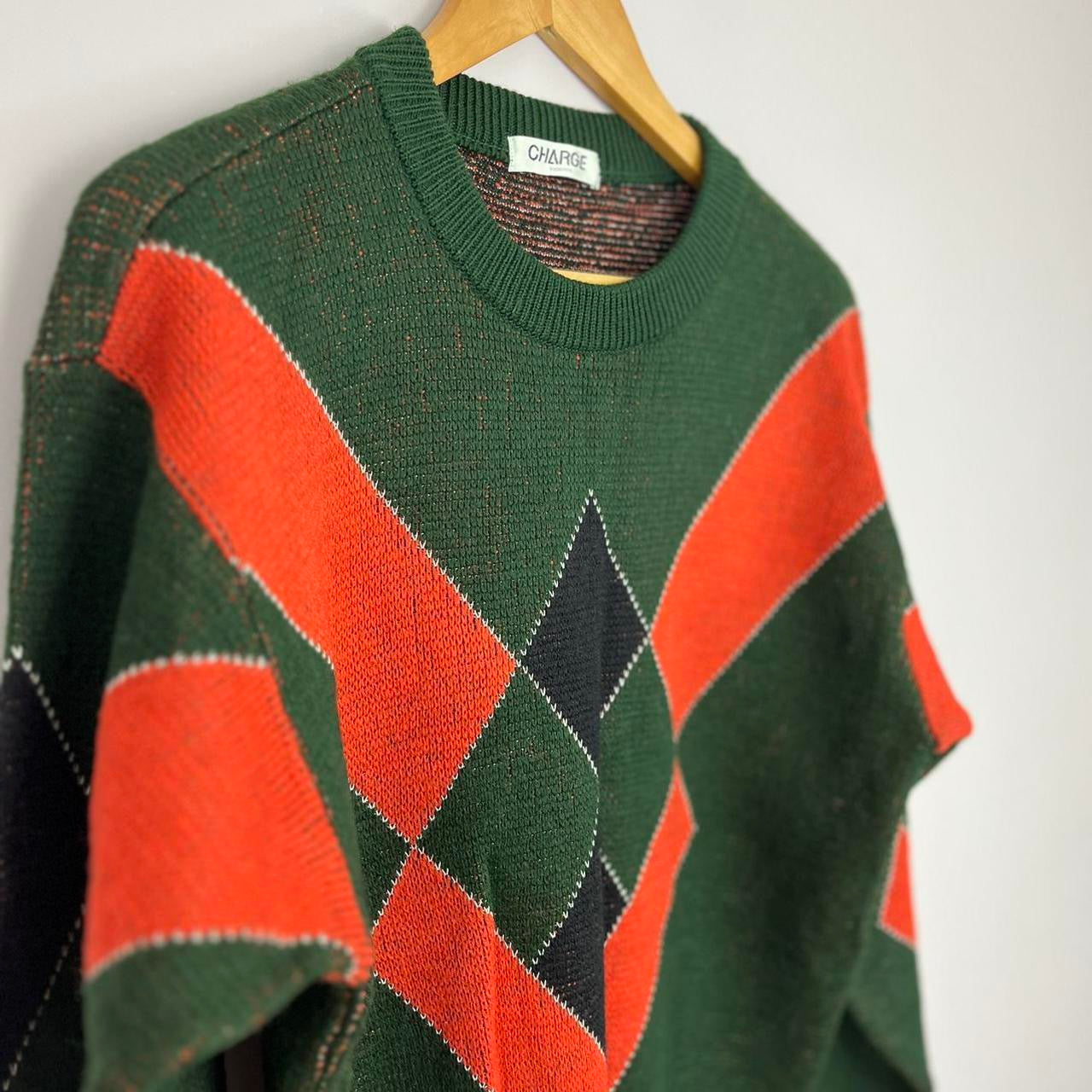 1980s Knitted Golf-Style Grandad Sweater - Green