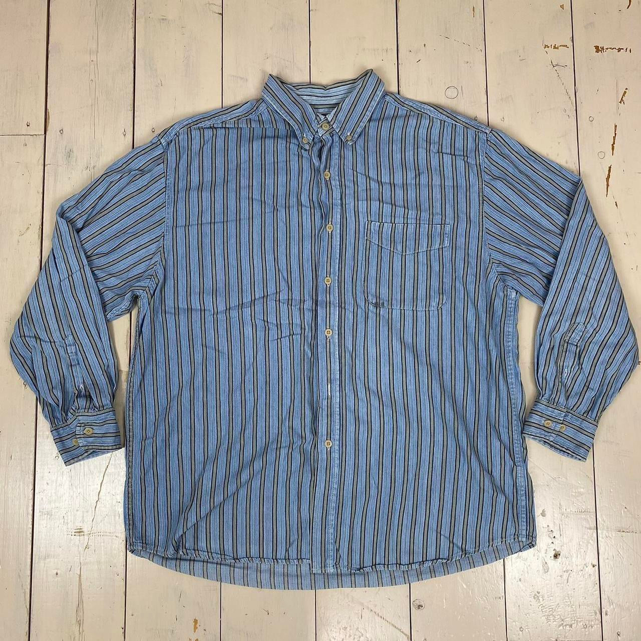 1970s Vintage Striped Flannel Shirt - Repair & Re-wear Item