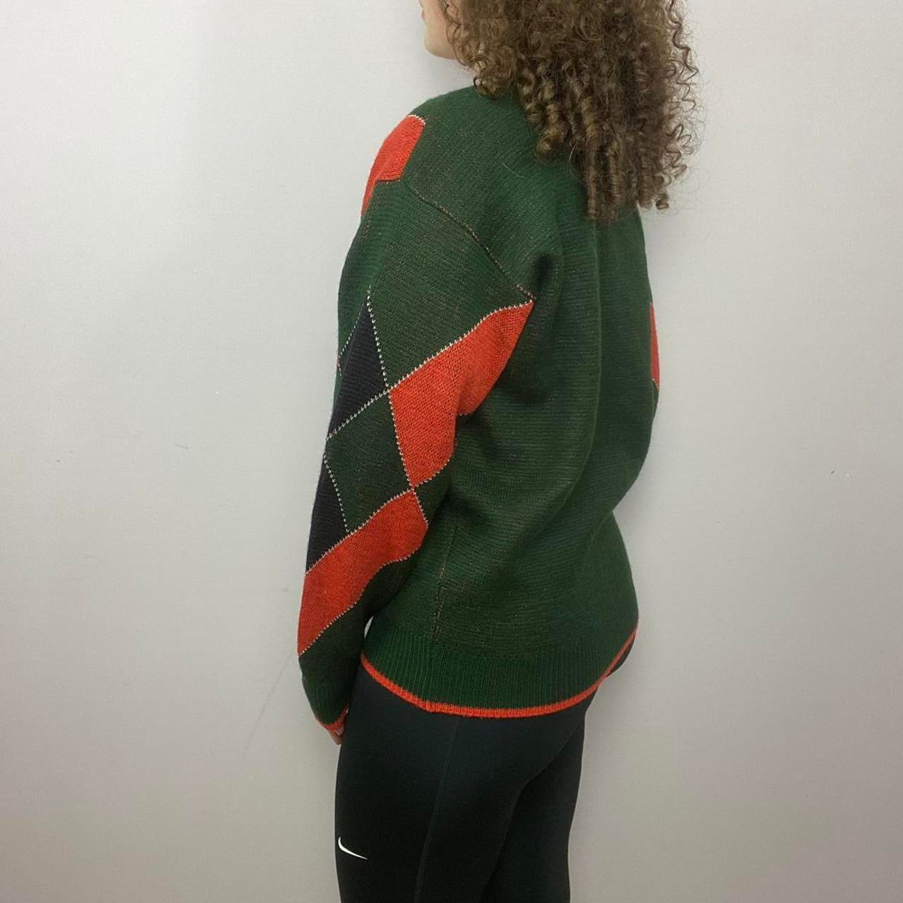 1980s Knitted Golf-Style Grandad Sweater - Green