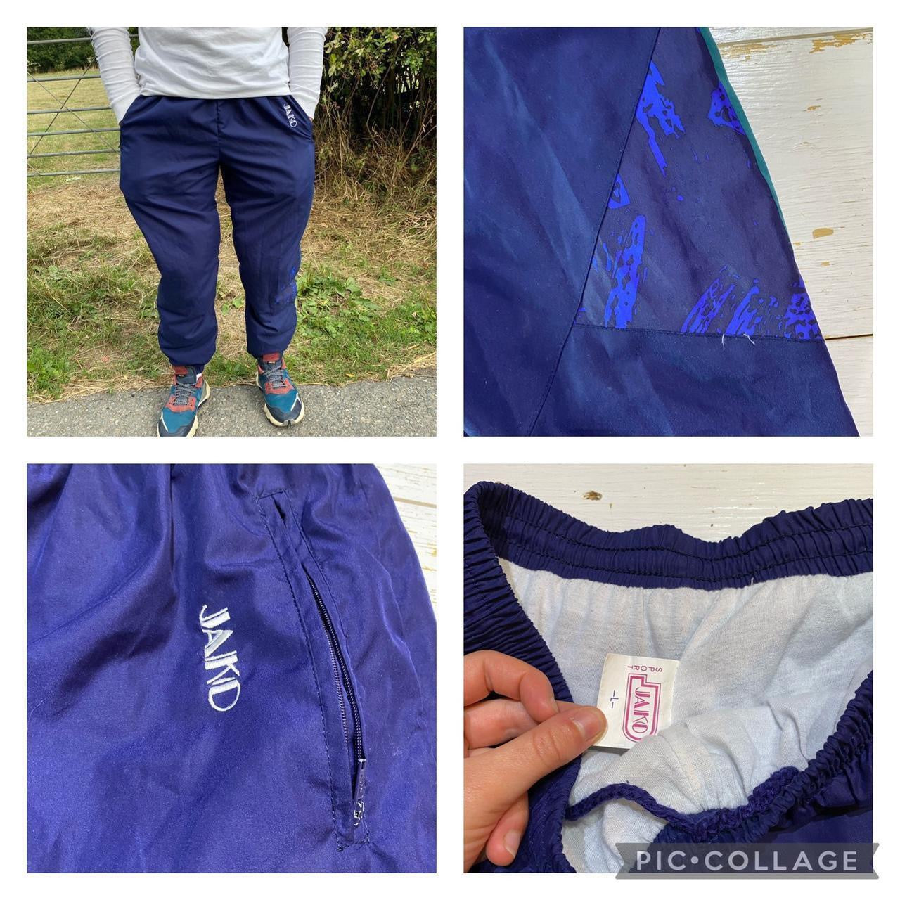 1990s Jako Navy Activewear Joggers Tracksuit Bottoms