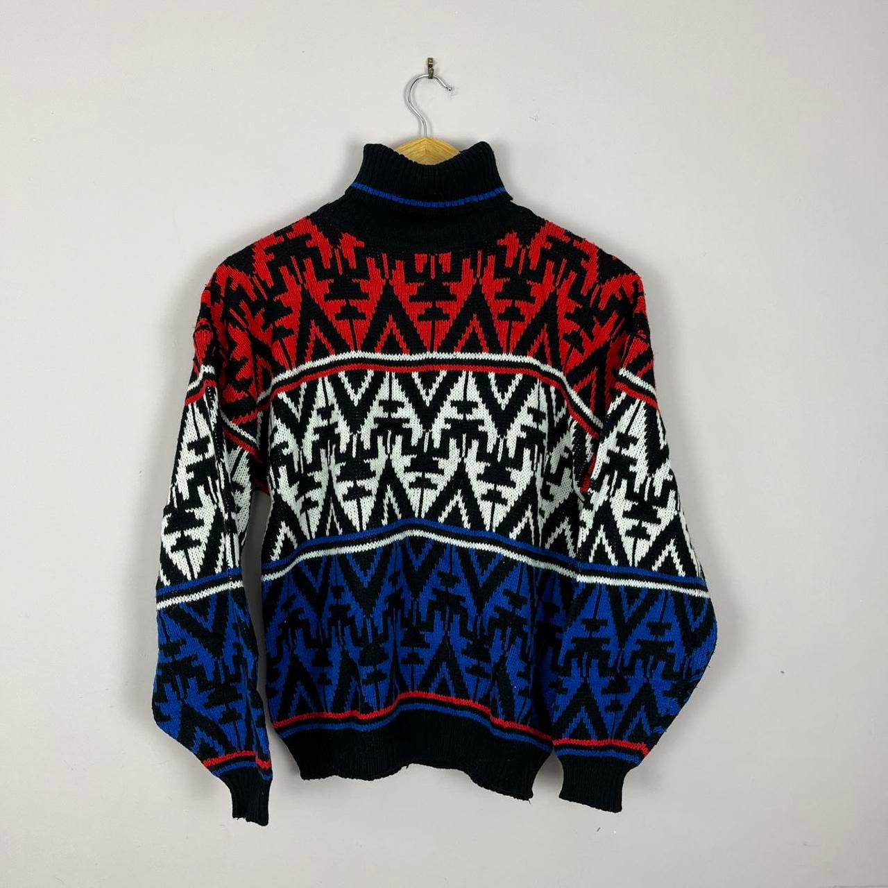 1980s Knitted High-Neck Sweater - Black