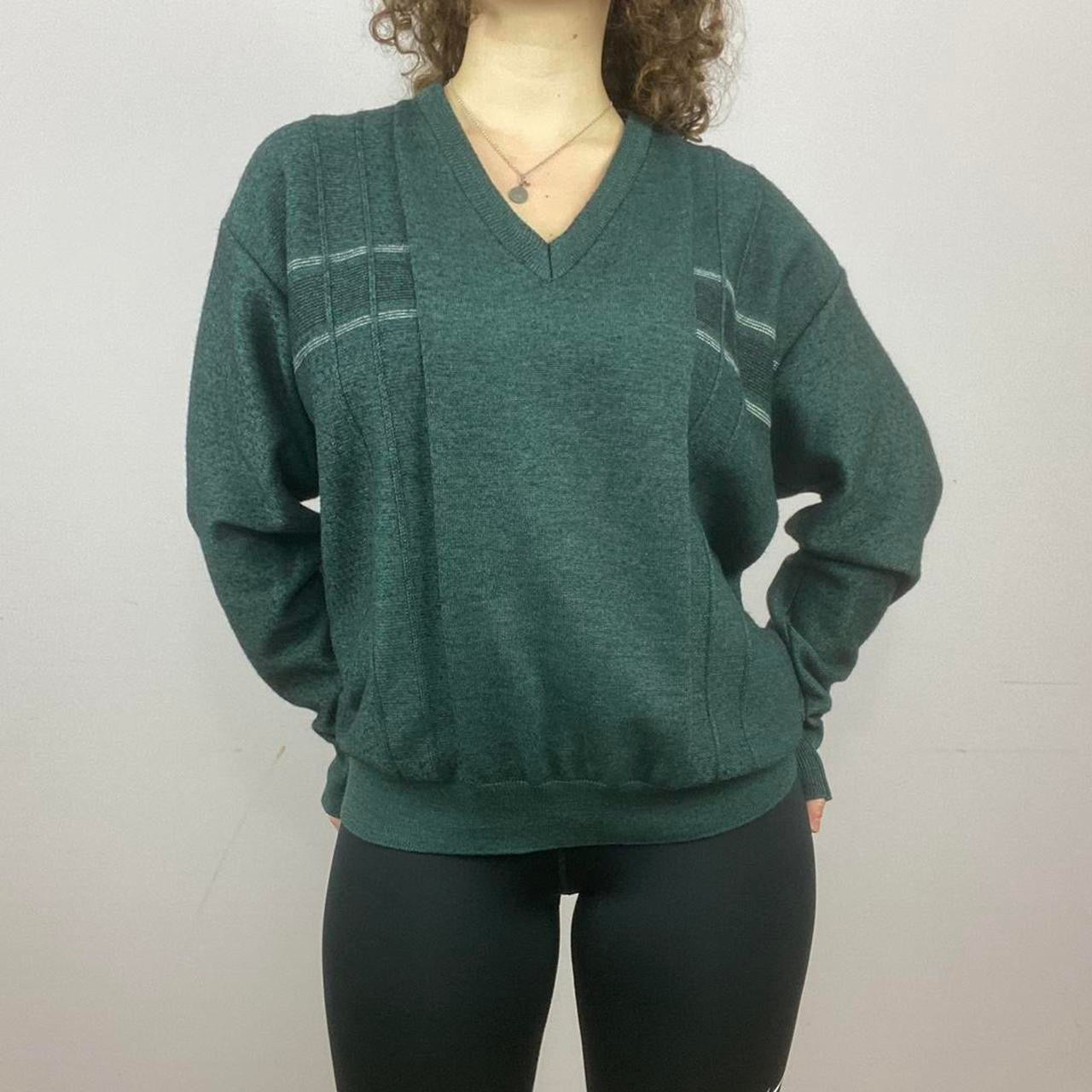 1970s Knitted Relaxed Grandad Sweater Jumper - Forest Green