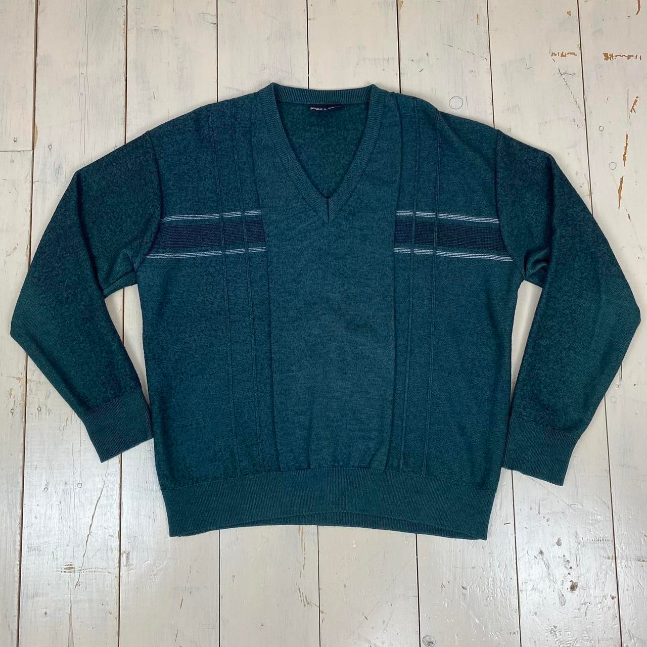 1970s Knitted Relaxed Grandad Sweater Jumper - Forest Green