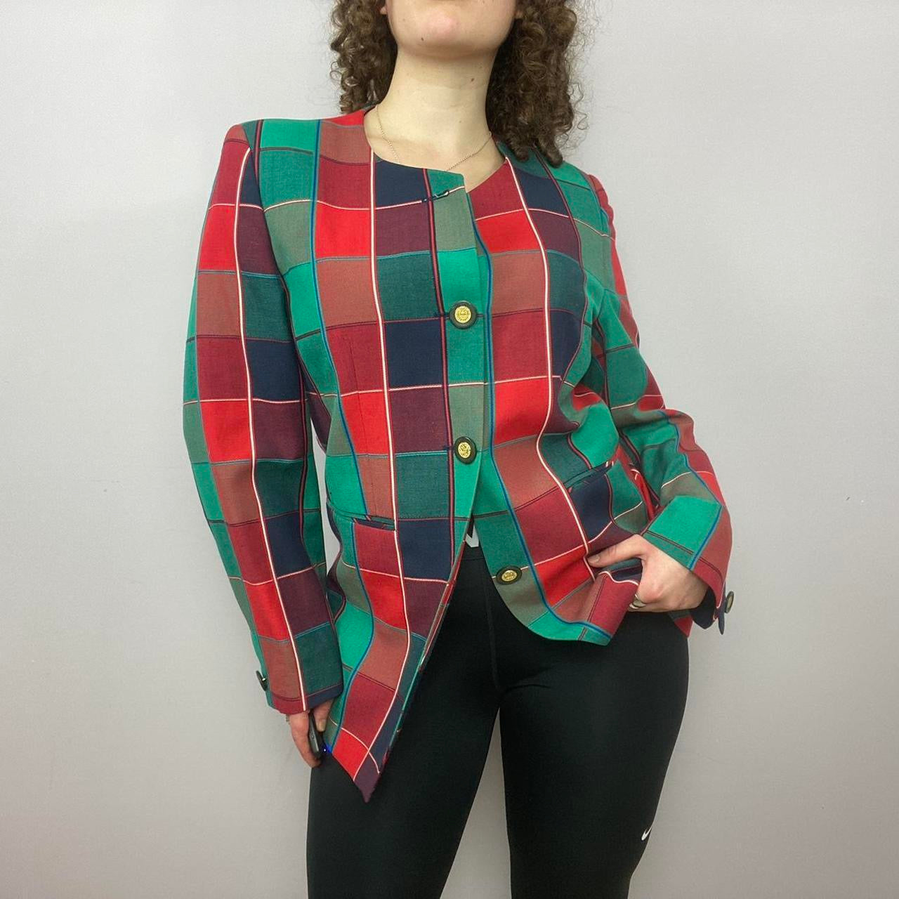 1980s Colourful Chequered Blazer