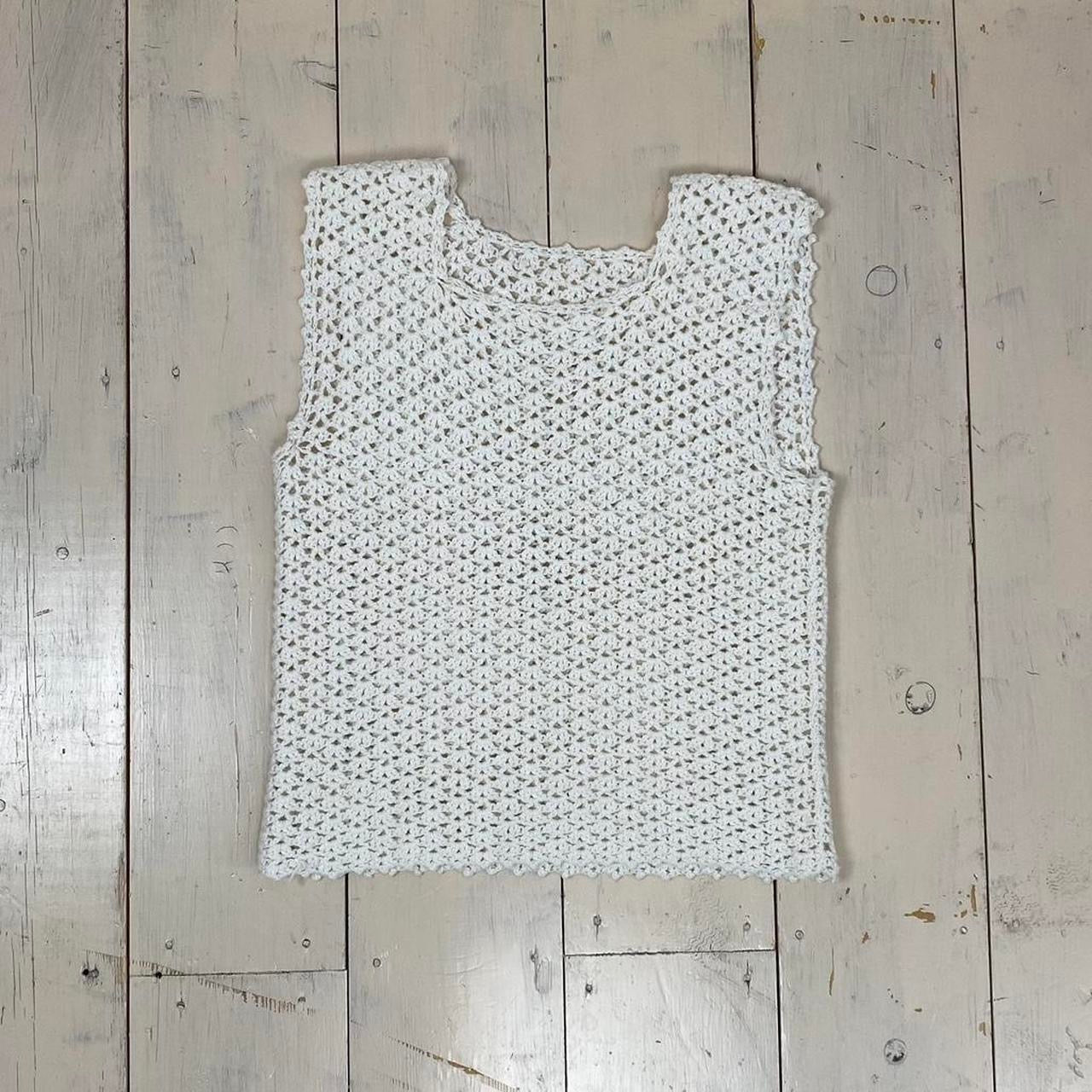 1960s Handmade Knitted Tank Top - White