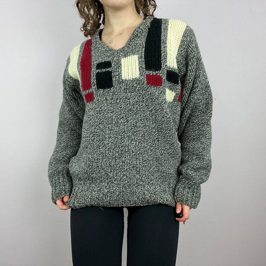 1990s Knitted Arctic Fox Woollen Sweater