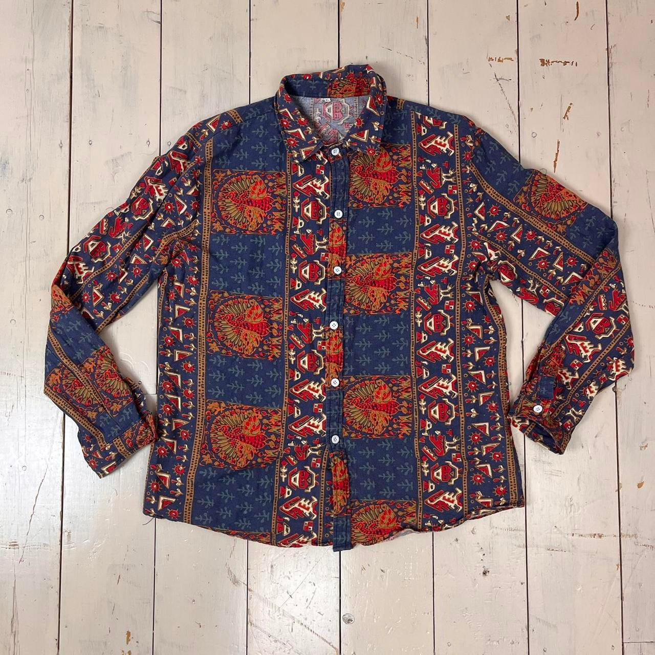 1990s Vintage Patterned Flannel Shirt - Multi