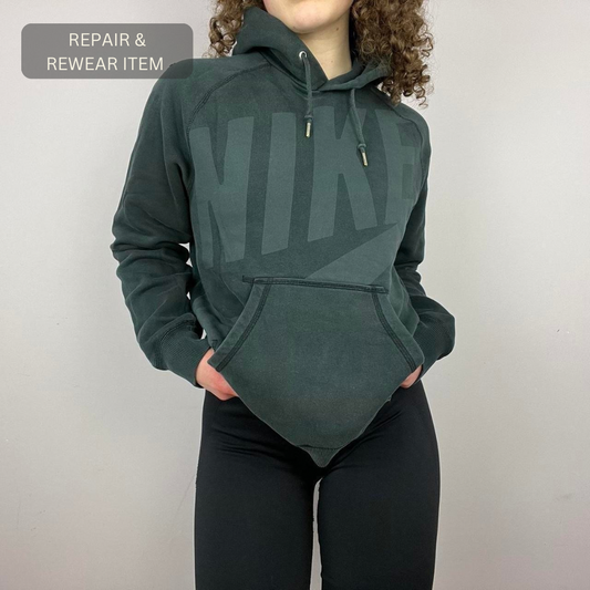 2000s Nike Spell out Activewear Sport Hoodie - Repair & Re-wear Item