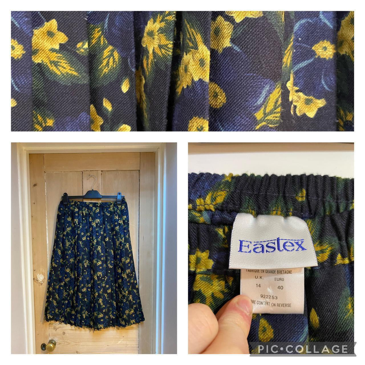 1980s Eastex Floral Pleated Midi Skirt