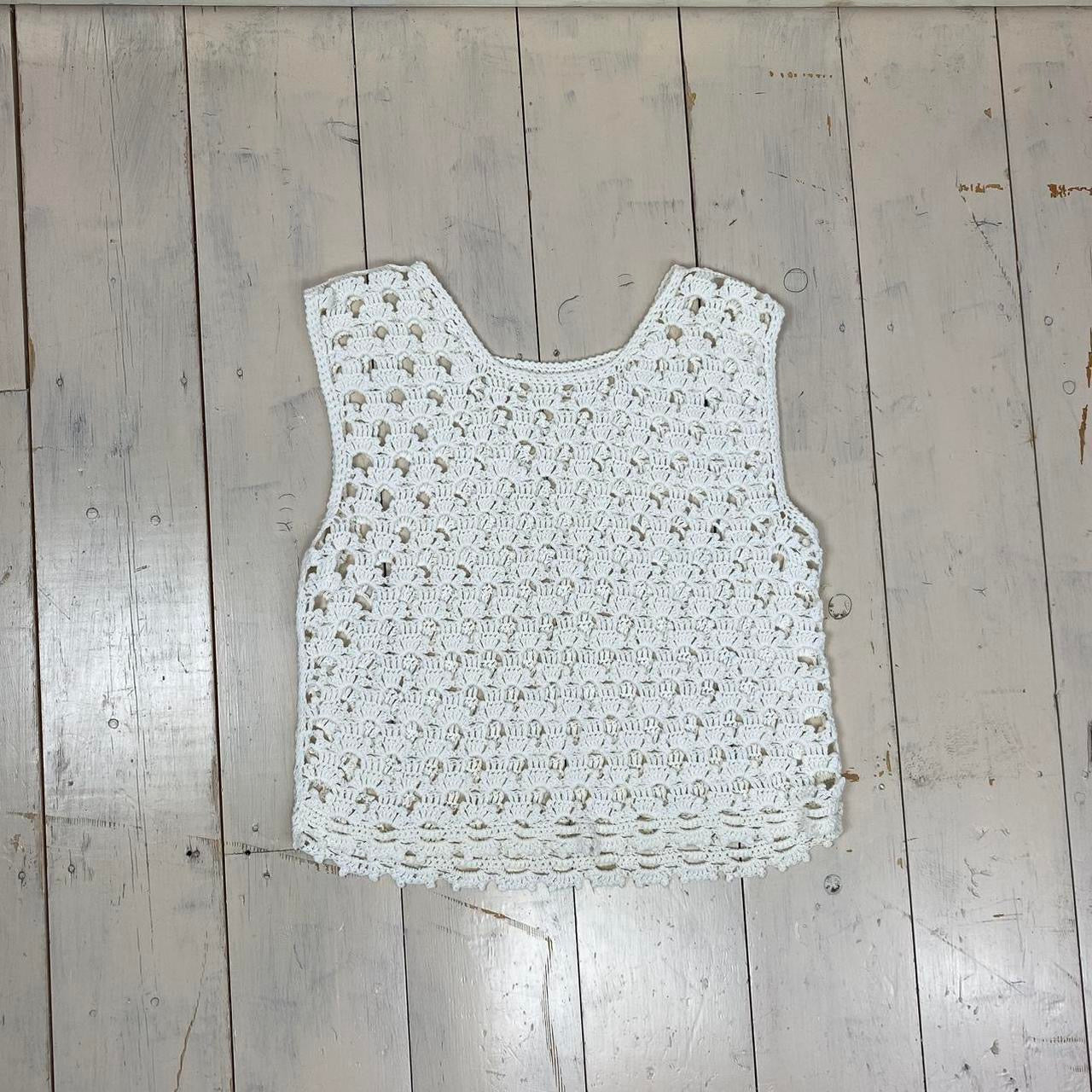 1960s Handmade Knitted Tank Top - Large Knit