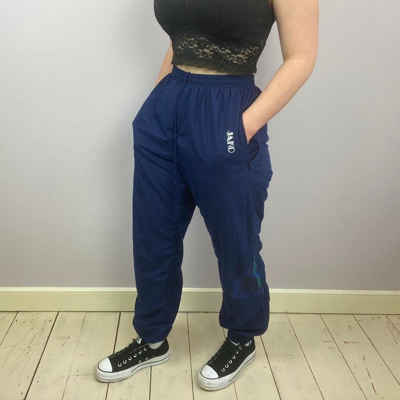 1990s Jako Navy Activewear Joggers Tracksuit Bottoms