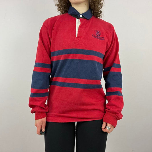 1990s Mid-Stripe Queen's University Rugby Shirt