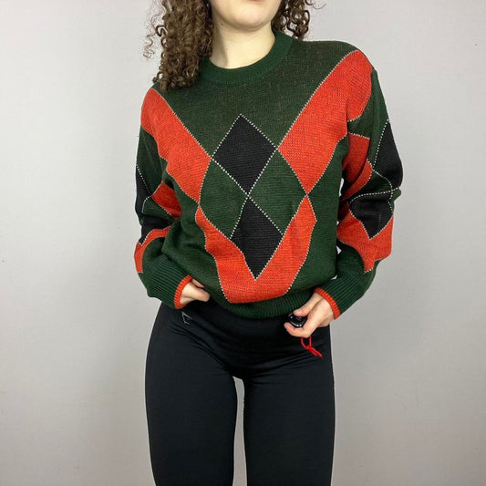 1980s Knitted Golf-Style Grandad Sweater - Green